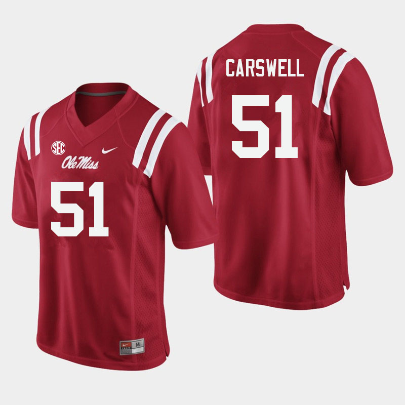 Ole Miss Rebels #51 Flip Carswell College Football Jerseys Sale-Red